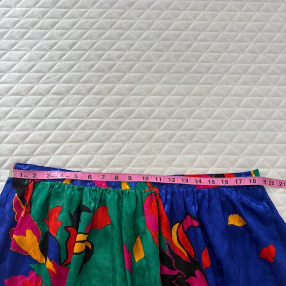 VTG Sue Brett Midi Skirt 40” Waist Jacquard Multicolor Abstract Leaf Print Artsy - Picture 10 of 11
